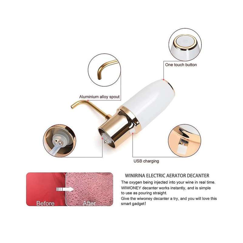 Automatic Wine Aerator Pourer Electric Smart Decanter Dispenser Rechargeable Kitchen Party Bar Wedd