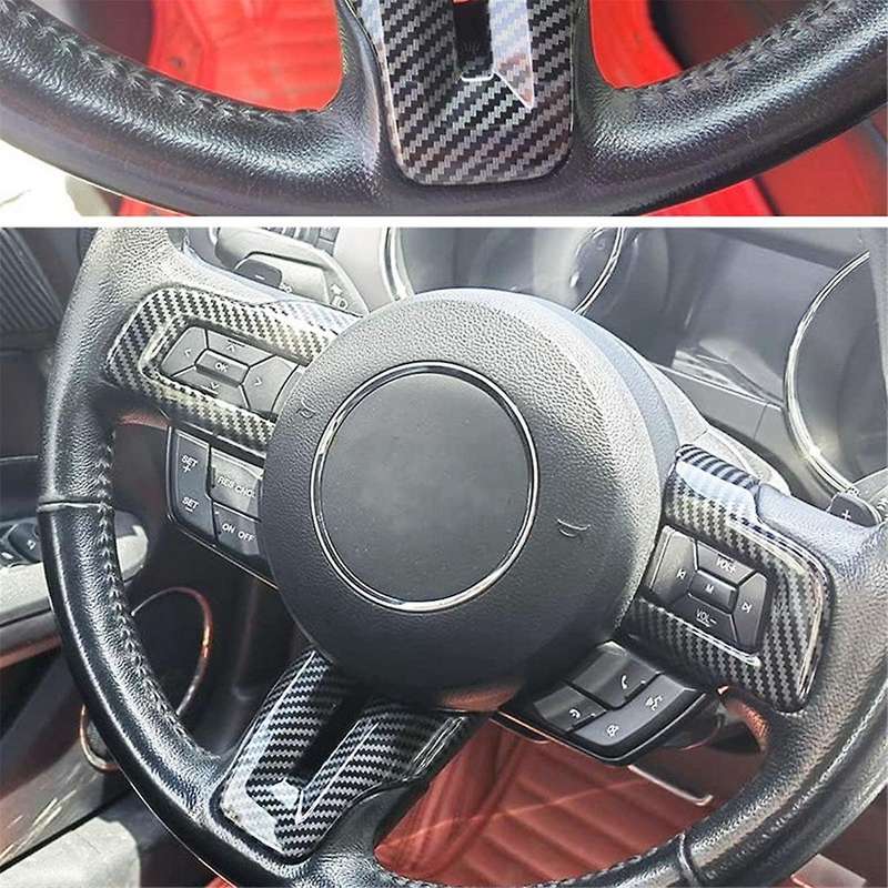 Automobile Carbon Fiber Steering Wheel Decorative Frame Sticker Kit for 2015-2023 Car Interior Modi