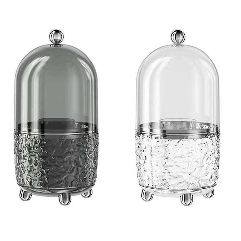 Makeup Brush Holder with Lid 360 Rotating Clear Dustproof Make Up Brushes Container for Vanity Deskt