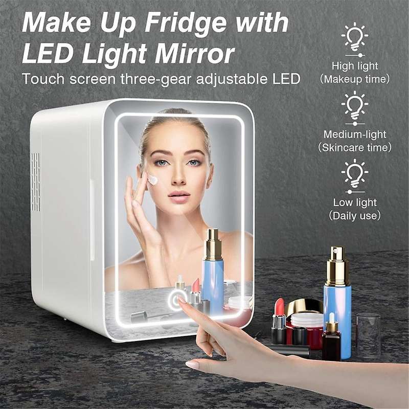 Makeup Fridge with Led Light Mirror 4l Mini Fridge for Bedroom Car Small Refrigerator for Cosmetics