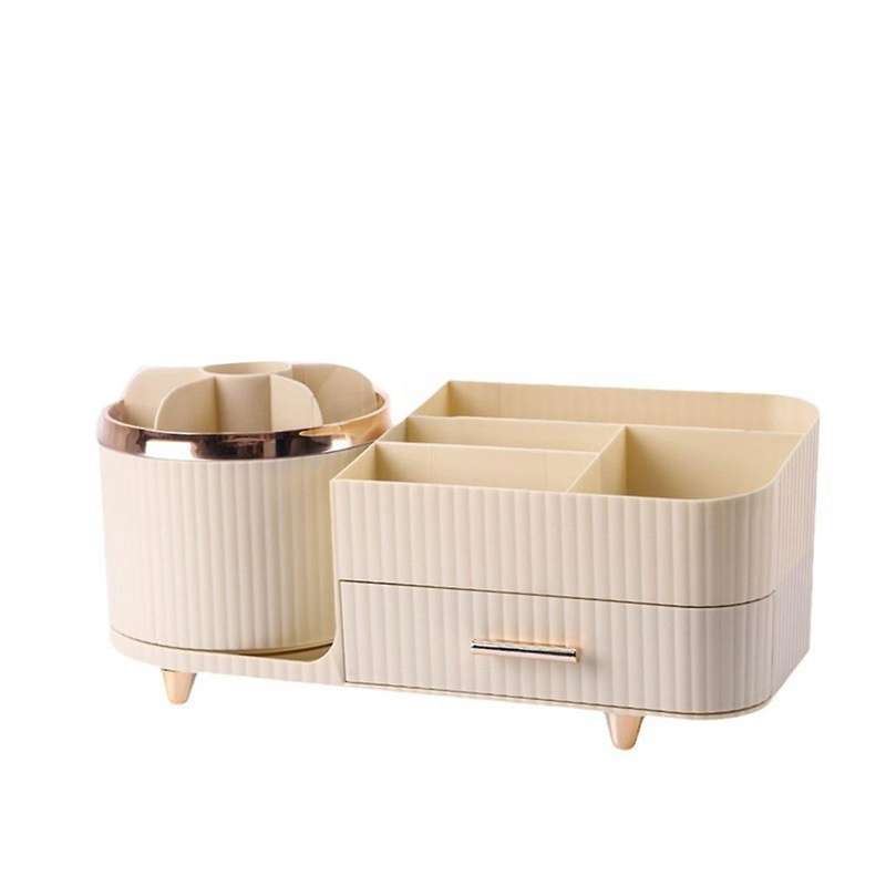 Makeup Organizer Countertop with Drawers 360 Rotating Makeup Brush Holder Capacity Skincare Organiz