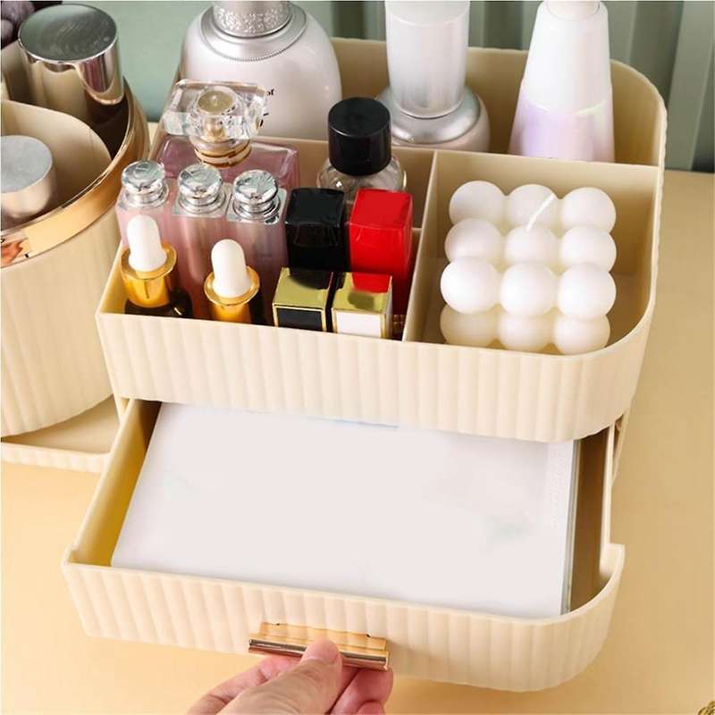 Makeup Organizer Countertop with Drawers 360 Rotating Makeup Brush Holder Capacity Skincare Organize
