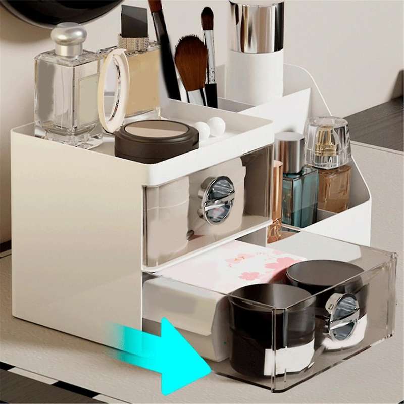 Makeup Organizer with Clear Drawers, Plastic Skincare Organizers for Vanity, Large Capacity Makeup