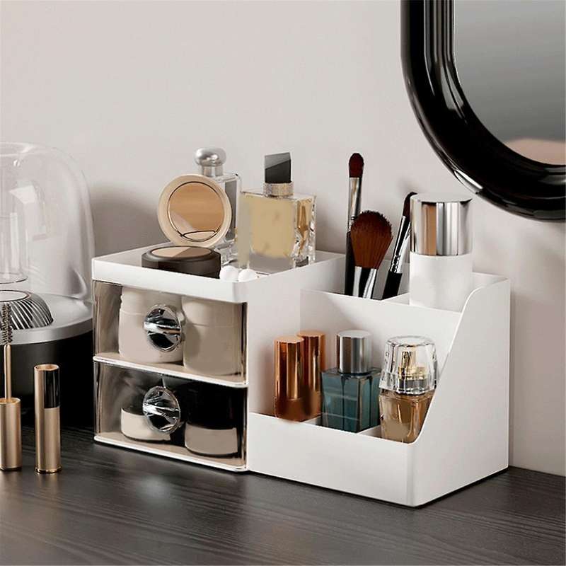 Makeup Organizer with Clear Drawers, Plastic Skincare Organizers for Vanity, Large Capacity Makeup