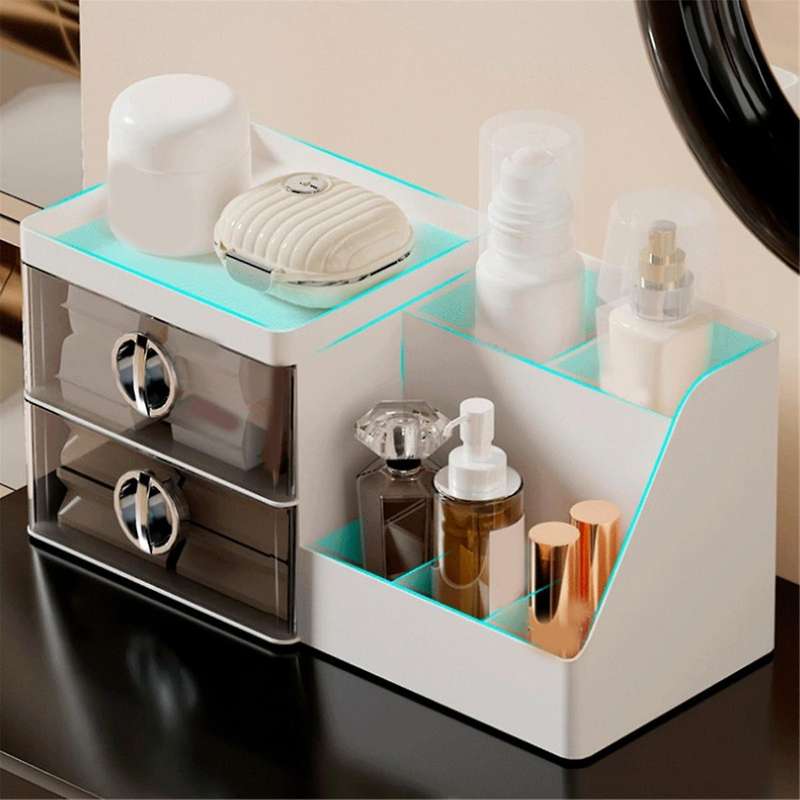 Makeup Organizer with Clear Drawers, Plastic Skincare Organizers for Vanity, Large Capacity Makeup