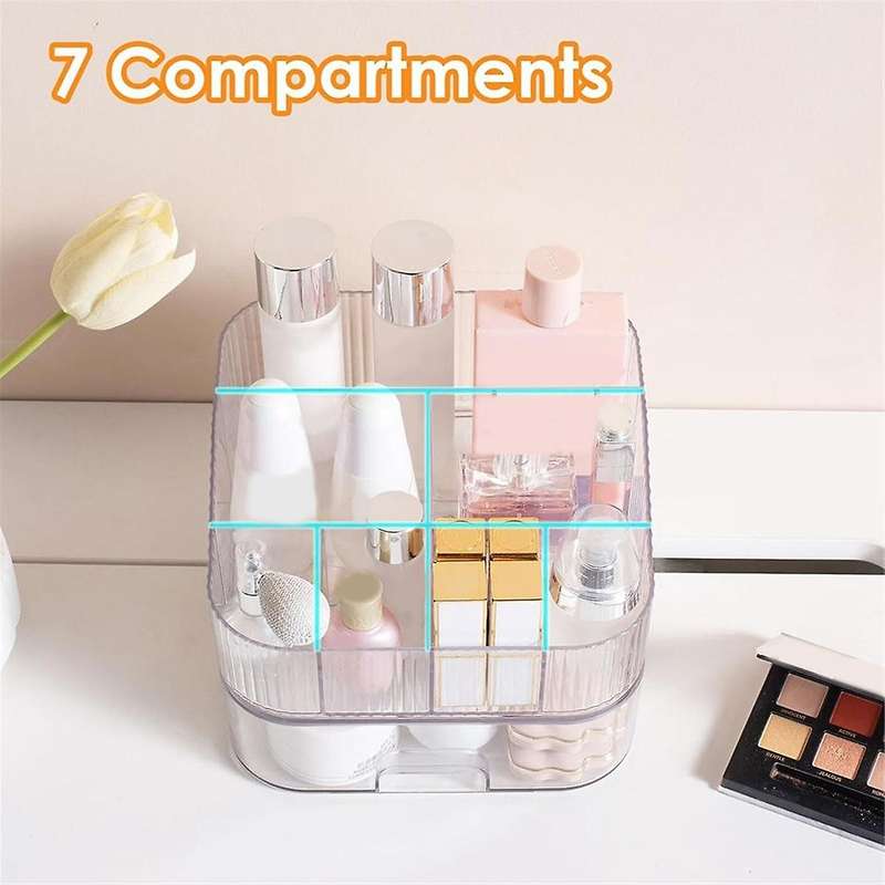 Makeup Organizer with Stackable Drawer Countertop Vanity Cosmetics Organizers for Skincare Perfumes