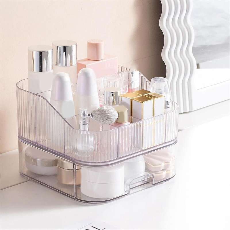 Makeup Organizer with Stackable Drawer Countertop Vanity Cosmetics Organizers for Skincare Perfumes