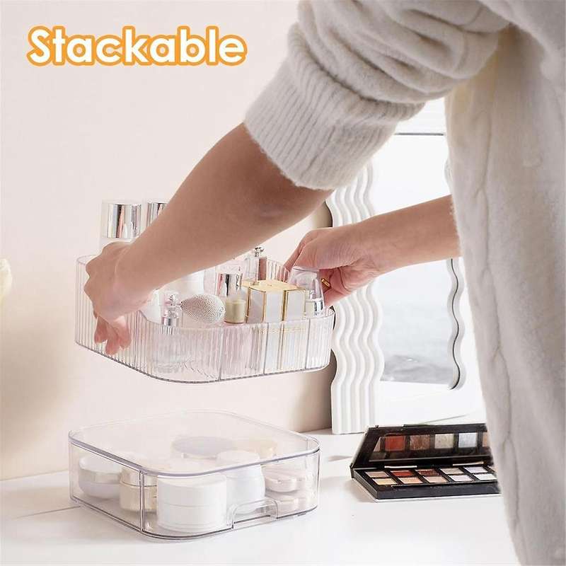 Makeup Organizer with Stackable Drawer Countertop Vanity Cosmetics Organizers for Skincare Perfumes