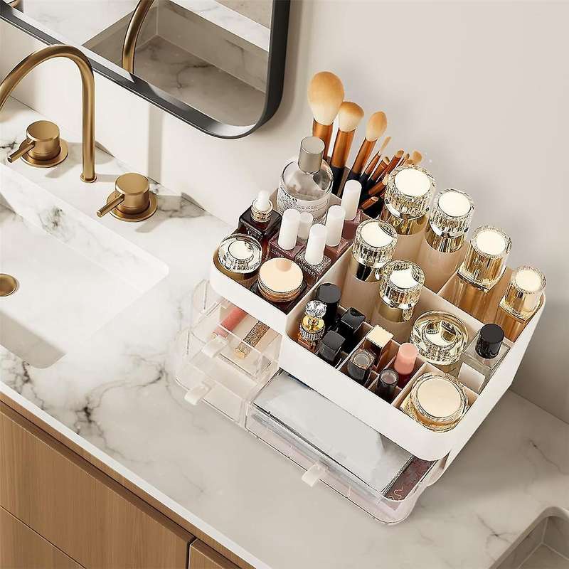 Makeup Organizer Vanity Organizer with Pull Out Drawer Capacity Cosmetic Storage Makeup Brush Holde