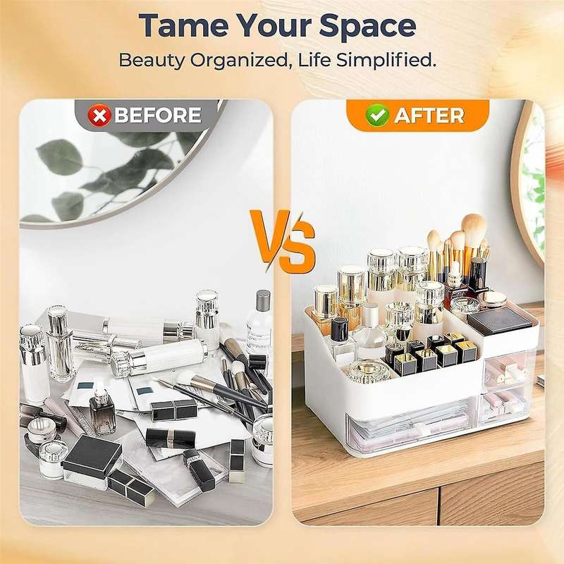 Makeup Organizer Vanity Organizer with Pull Out Drawer Capacity Cosmetic Storage Makeup Brush Holde
