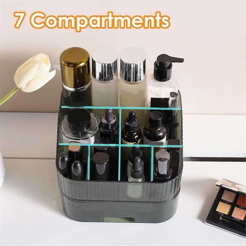 Makeup Organizer with Stackable Drawer Countertop Vanity Cosmetics Organizers for Skincare Perfumes