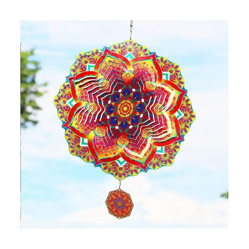 Mandala Wind Chime 3d Rotating Wind Luxury Art Garden Hanging Outdoor Decoration for Ornaments