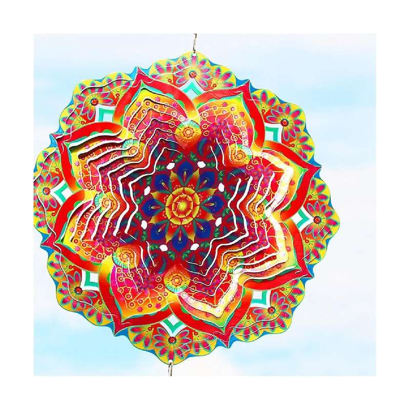Mandala Wind Chime 3d Rotating Wind Luxury Art Garden Hanging Outdoor Decoration for Ornaments