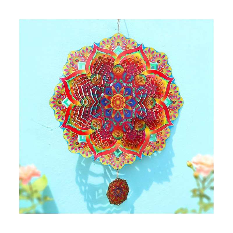 Mandala Wind Chime 3d Rotating Wind Luxury Art Garden Hanging Outdoor Decoration for Ornaments