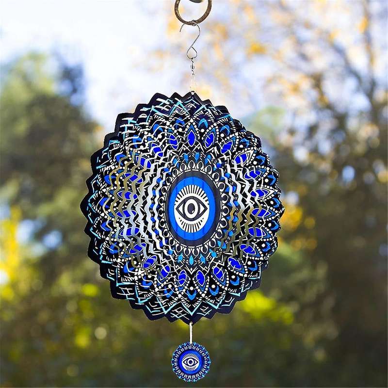 Mandala Eye Wind Spinner Metal 3D Rotating Windchimes Luxury Art Garden Hanging Outdoor Decoration