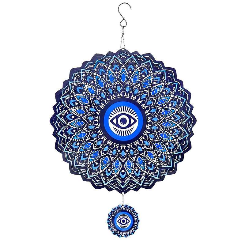 Mandala Eye Wind Spinner Metal 3D Rotating Windchimes Luxury Art Garden Hanging Outdoor Decoration