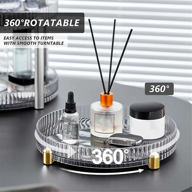 Makeup Perfume Organizer Turntable, Lazy , 360 Degree Rotating, Bathroom Vanity Tray, with Gold Non-