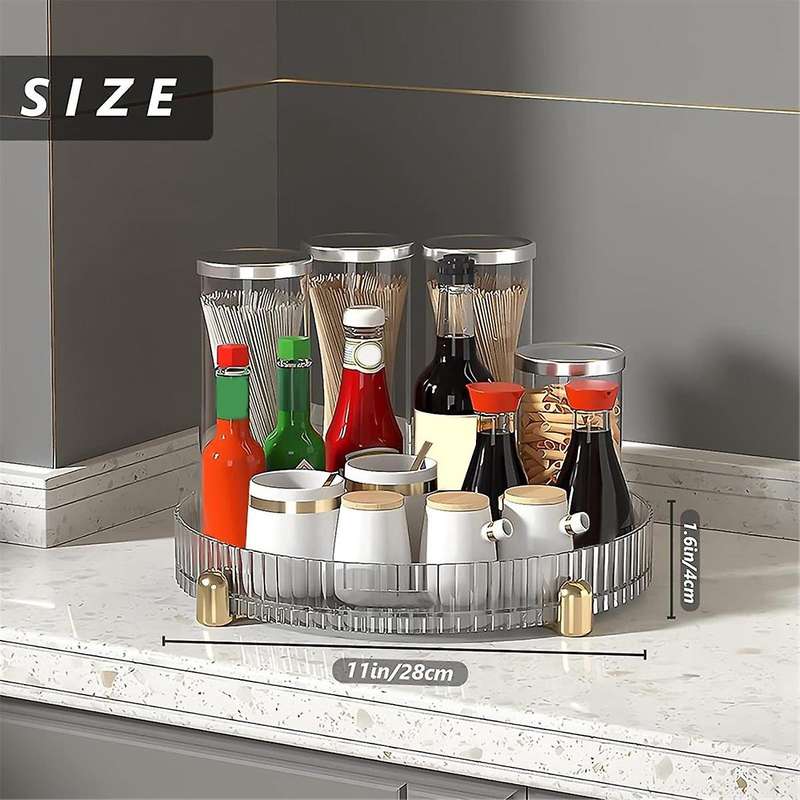 Makeup Perfume Organizer Turntable, Lazy , 360 Degree Rotating, Bathroom Vanity Tray, with Gold Non-