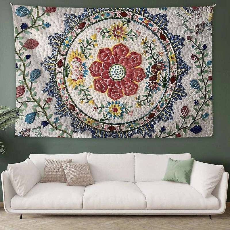 Mandala Wall Tapestry Floral Printed Tapestry Wall Hanging Bohemian Style Apartment Bedroom Decor 75