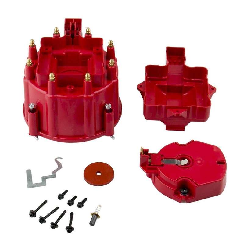 Male HEI Distributor Cap Coil and Rotor Replacement for BBC 305 350 454 Red