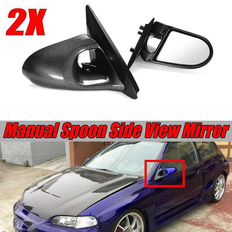 Manual Adjustable Spoon Style 2x Car Side Door Mirror Rearview Mirror Assembly for Eg 2dr 1992-1995
