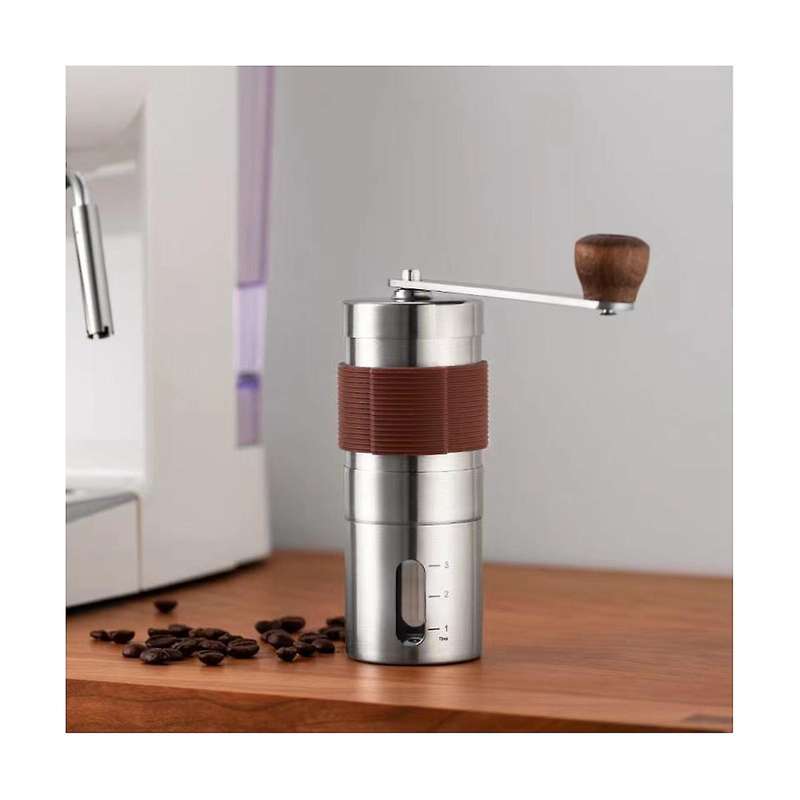 Manual Coffee Grinder Portable Hand Coffee Bean Grinder with Scale Visualization Office Traveling E