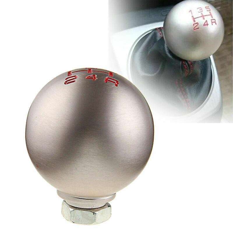 Manual Gear Shift Knob Shifter MT Handle Type Aluminum 5 Speed Silvery for