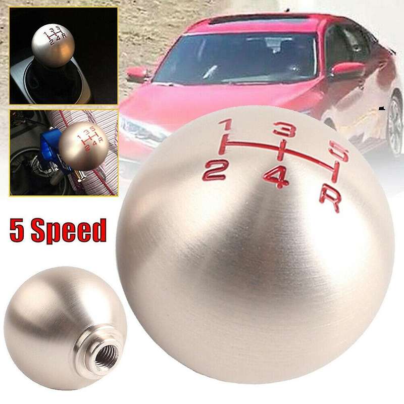 Manual Gear Shift Knob Shifter MT Handle Type Aluminum 5 Speed Silvery for