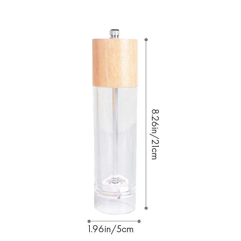 Manual Spice Pepper Grinder Mill Oak Acrylic Seasoning Grinder Adjustable Ceramic Cooking Grill Kit