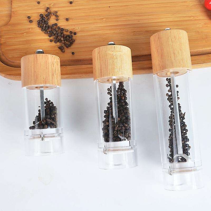 Manual Spice Pepper Grinder Mill Oak Acrylic Seasoning Grinder Adjustable Ceramic Cooking Grill Kit