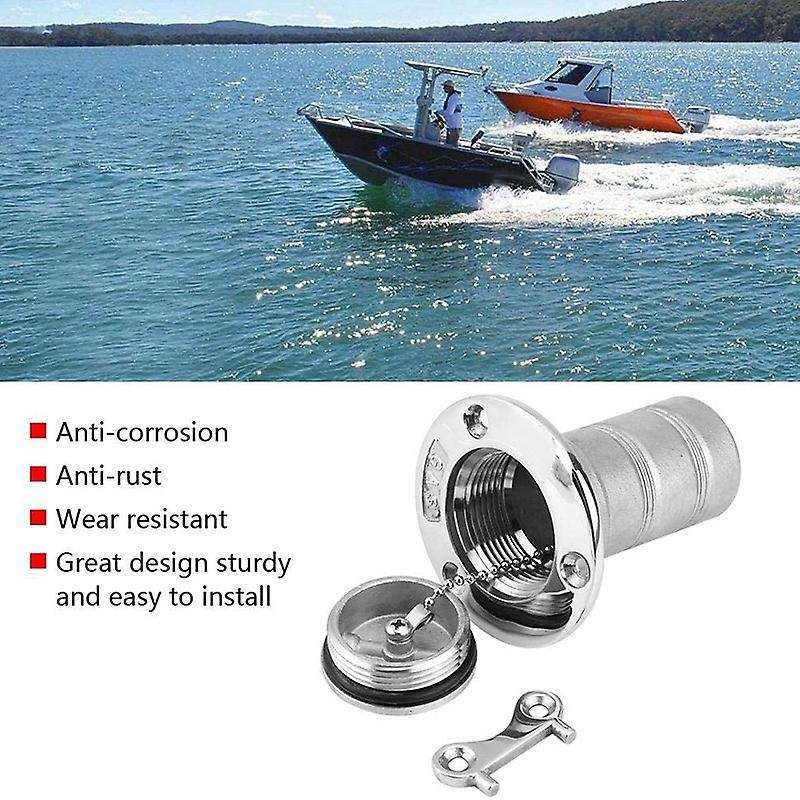 Marine Boat Deck Fuel Filler with Key Cap 38mm 1.5 in 316 Stainless Steel Boat Gas Cap Key Hardware