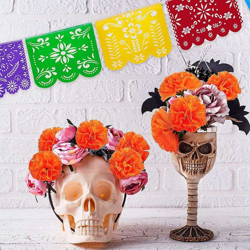 Marigold 100Pcs Artificial Flowers Heads Compatible Garlands Crafts Orange
