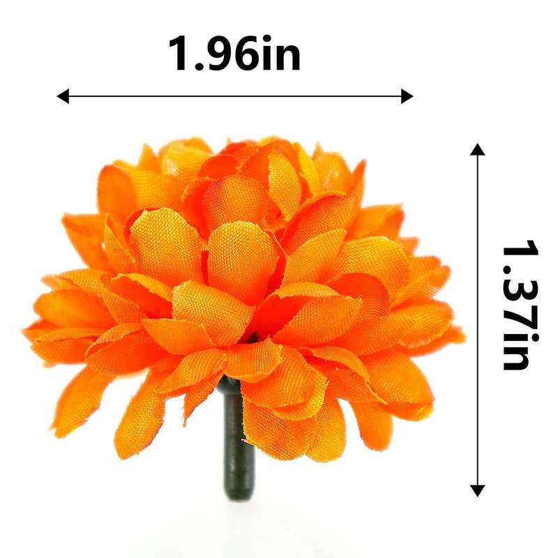 Marigold 100Pcs Artificial Flowers Heads Compatible Garlands Crafts Orange