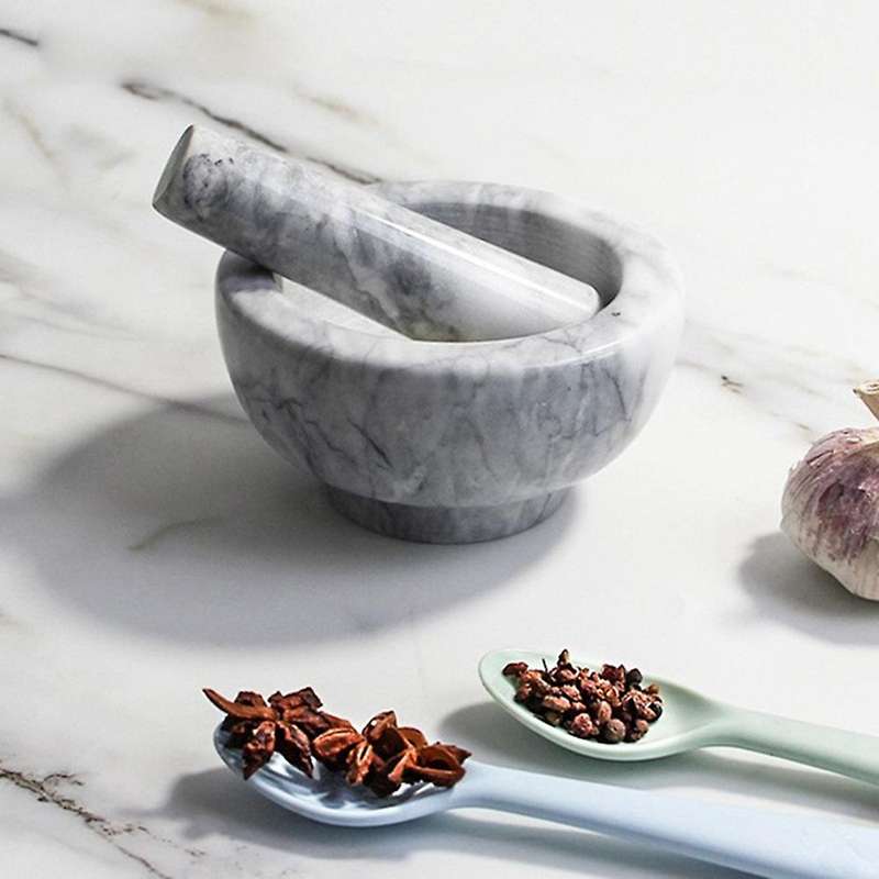 Marble Mortar and Pestle Set Bowl with Spoon Seasoning & Spice Tools Marble Garlic Mortar Bowl for P