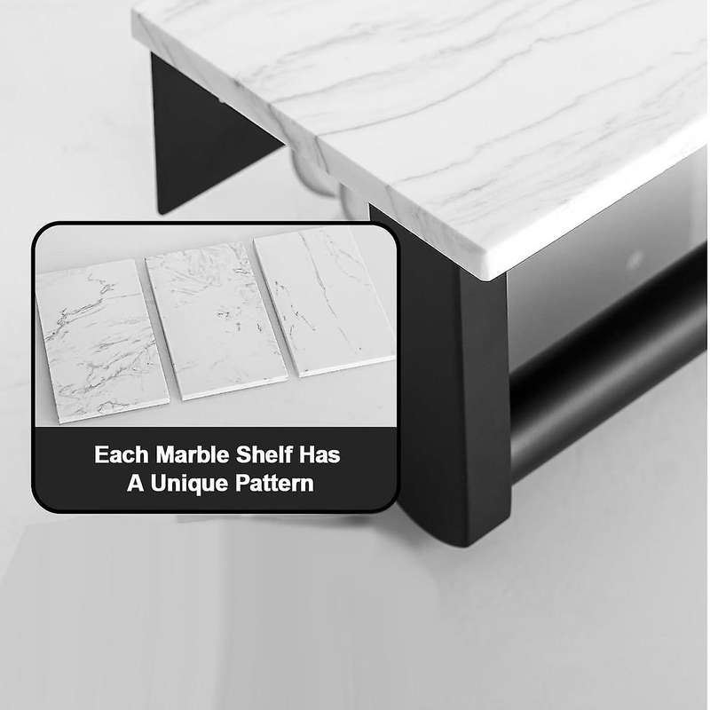 Marble Toilet Paper Holder with Shelf Toilet Paper Roll Holder Wall Mount for Bathroom Cabinet Decor
