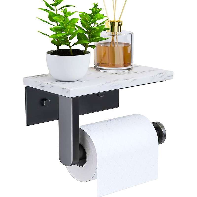 Marble Toilet Paper Holder with Shelf Toilet Paper Roll Holder Wall Mount for Bathroom Cabinet Decor