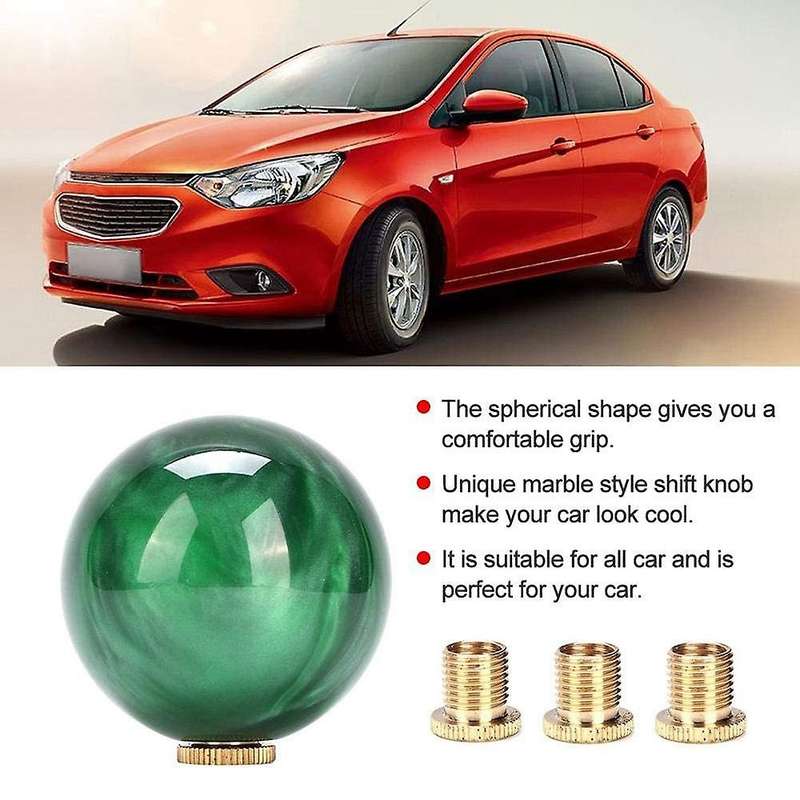 Marble Style Round Ball Shift Knob Acrylic Shifter Knobs Stick Shift Knobs with 3 Adapter for Manual