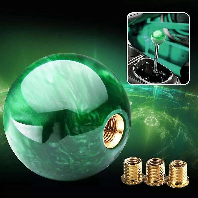 Marble Style Round Ball Shift Knob Acrylic Shifter Knobs Stick Shift Knobs with 3 Adapter for Manual