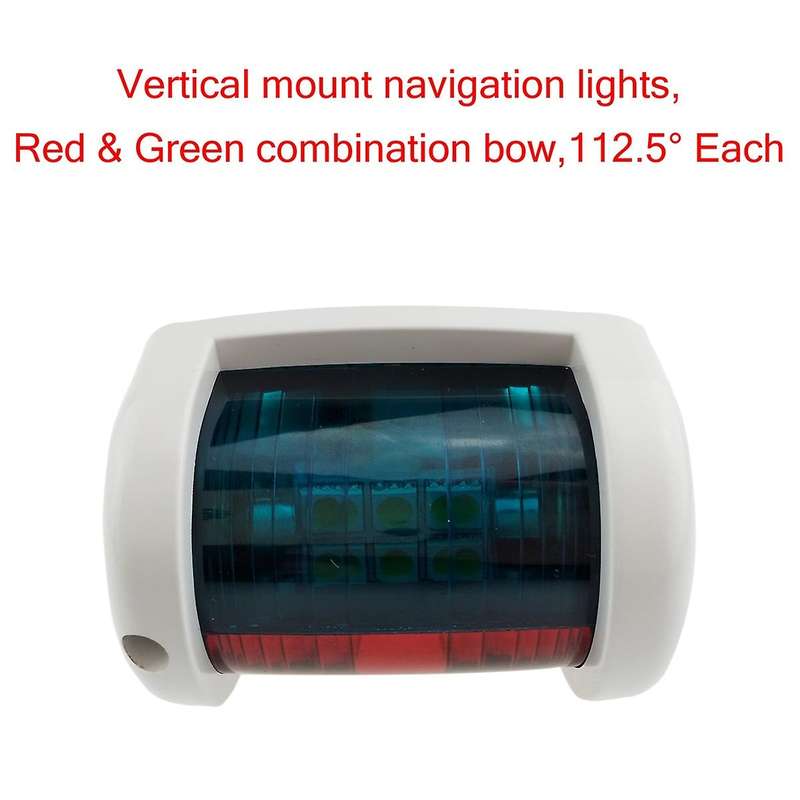 Marine Boat Green + Red Port Side LED Navigation Light-White