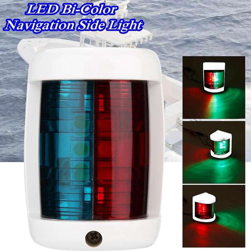 Marine Boat Green + Red Port Side LED Navigation Light-White