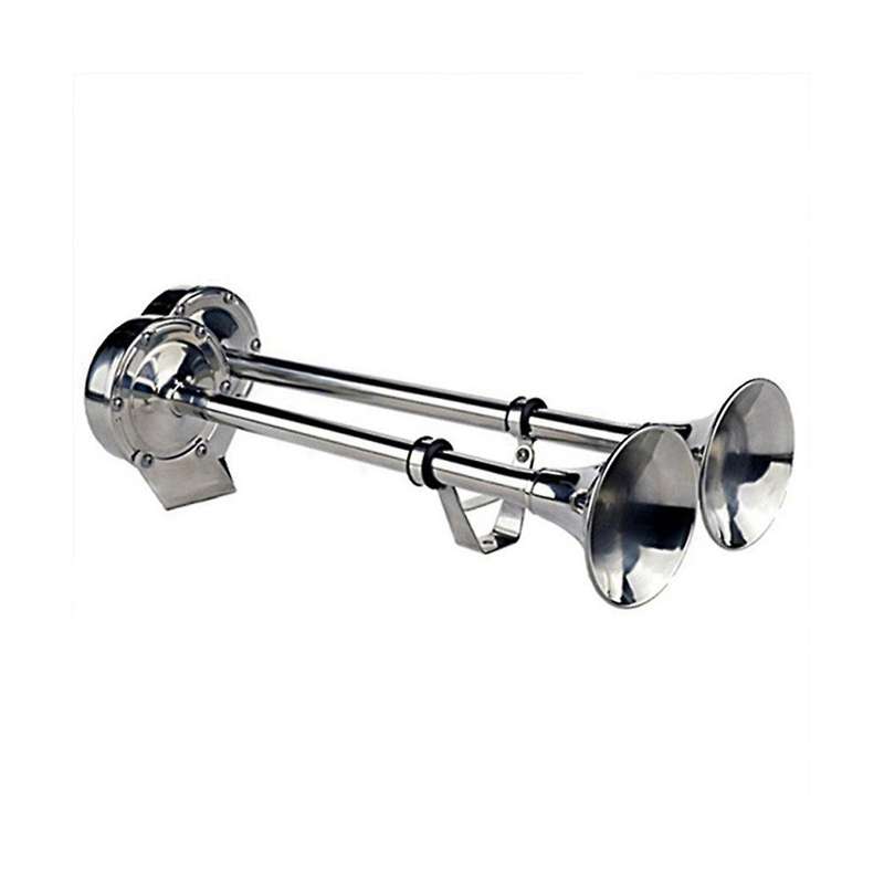 Marine Dual Horn Horn Marine Stainless Steel Electric Horn 18-1/2 Inch 12V Dual/Double Tube Horn Flu