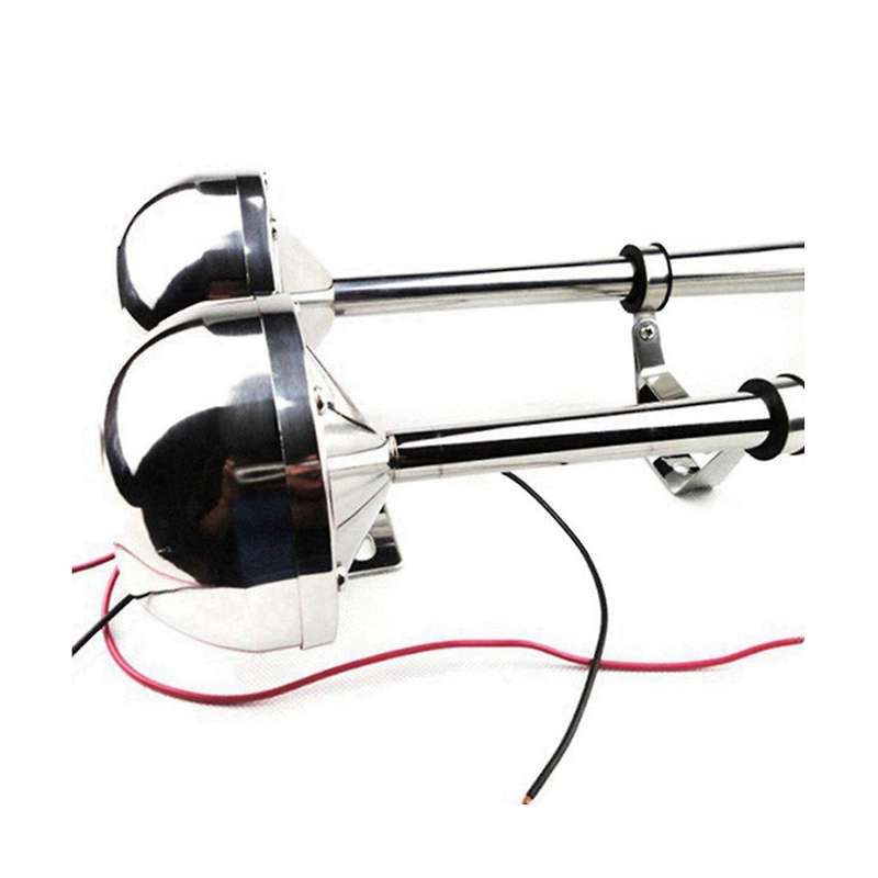 Marine Dual Horn Horn Marine Stainless Steel Electric Horn 18-1/2 Inch 12V Dual/Double Tube Horn Flu
