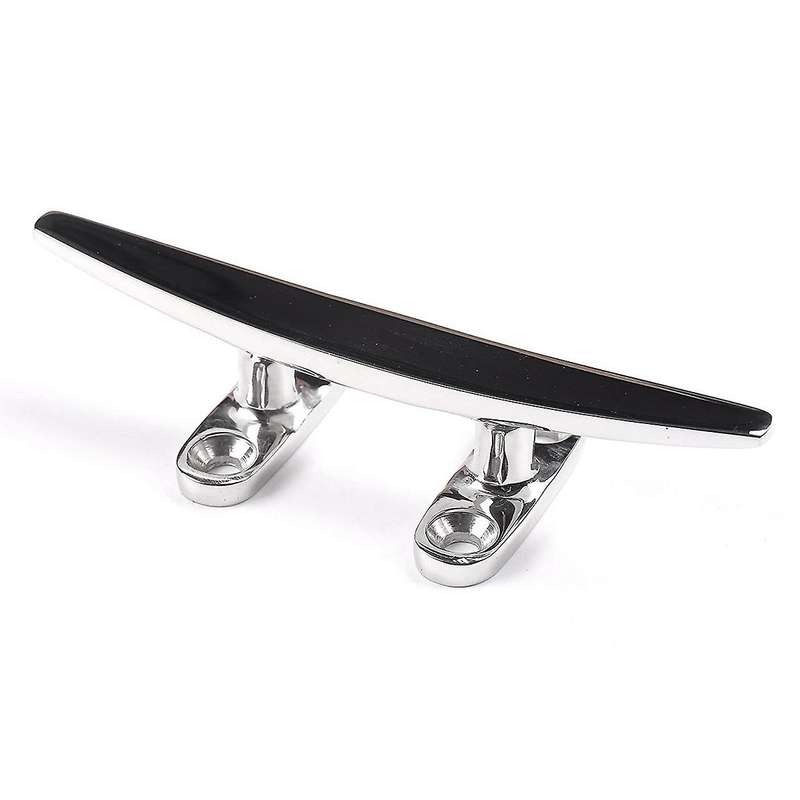 Marine Stainless Boat Dock Cleats Flat Top Low 2 Hole Mooring W/Fasteners