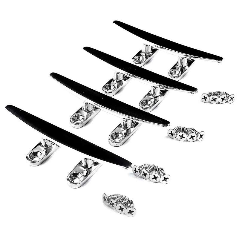 Marine Stainless Boat Dock Cleats Flat Top Low 2 Hole Mooring W/Fasteners