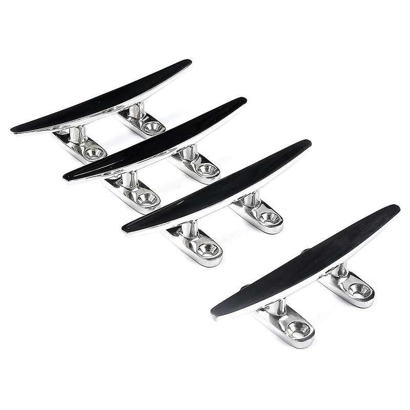 Marine Stainless Boat Dock Cleats Flat Top Low 2 Hole Mooring W/Fasteners