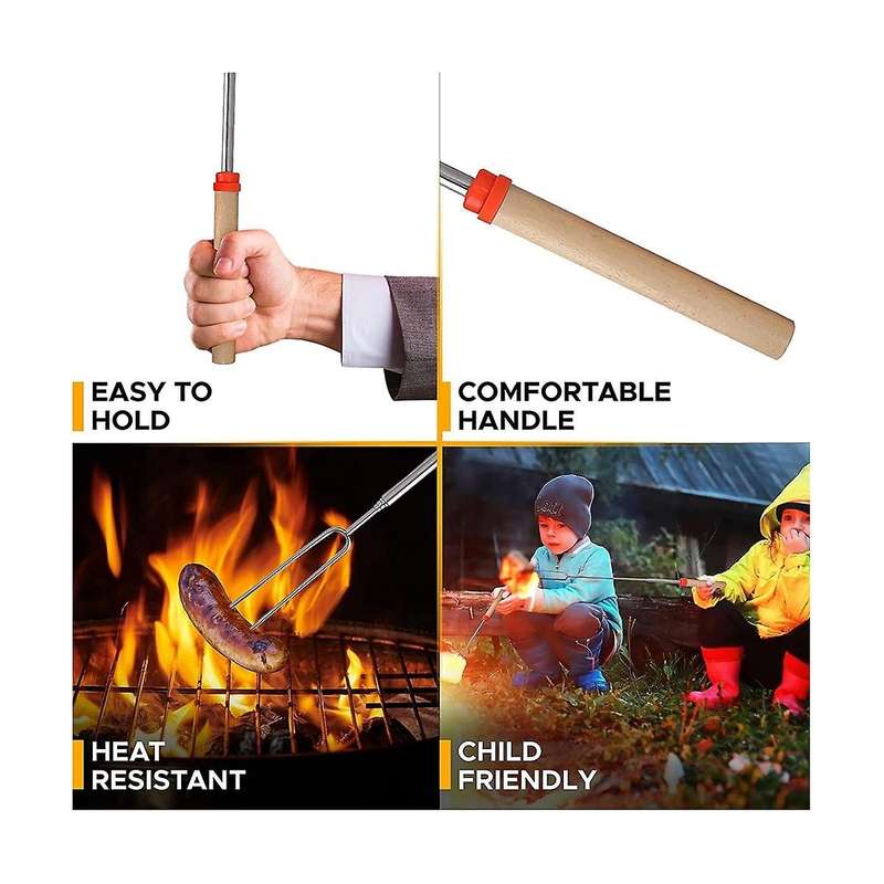 Marshmallow Roasting Sticks (8 Pack) 32 Inches Extendable Telescoping Smores Skewers for Fire Pit M