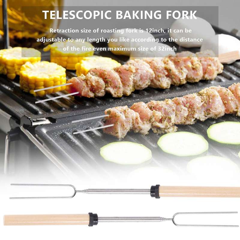 Marshmallow Roasting Sticks Bbq Fork Telescoping for Sausage Hot Dog Smores Skewers Fire Pit Campfi