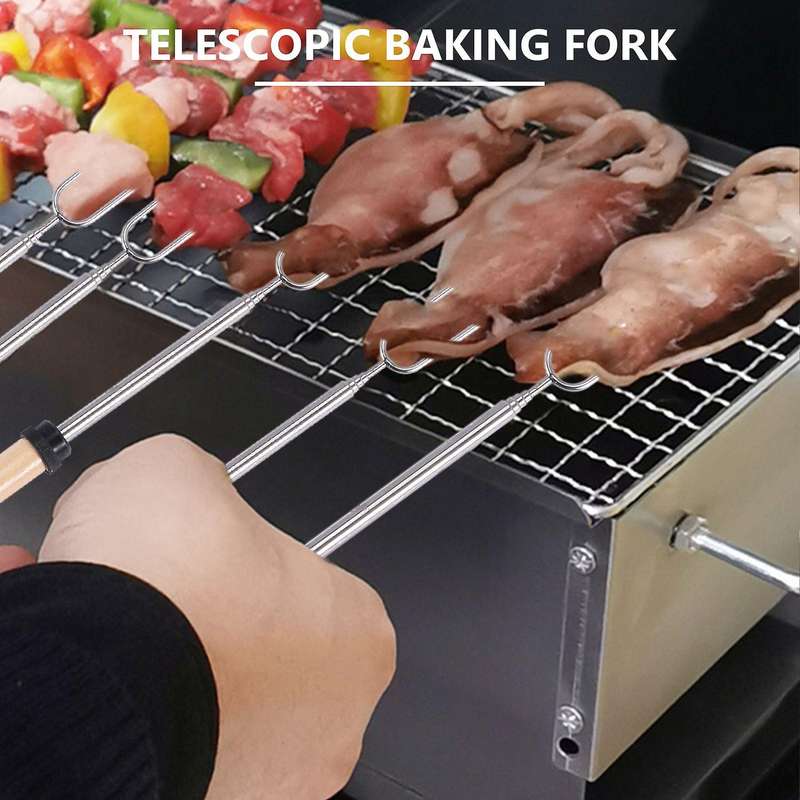 Marshmallow Roasting Sticks Bbq Fork Telescoping for Sausage Hot Dog Smores Skewers Fire Pit Campfi