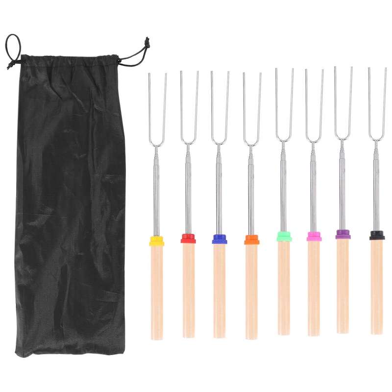 Marshmallow Roasting Sticks Bbq Fork Telescoping for Sausage Hot Dog Smores Skewers Fire Pit Campfi