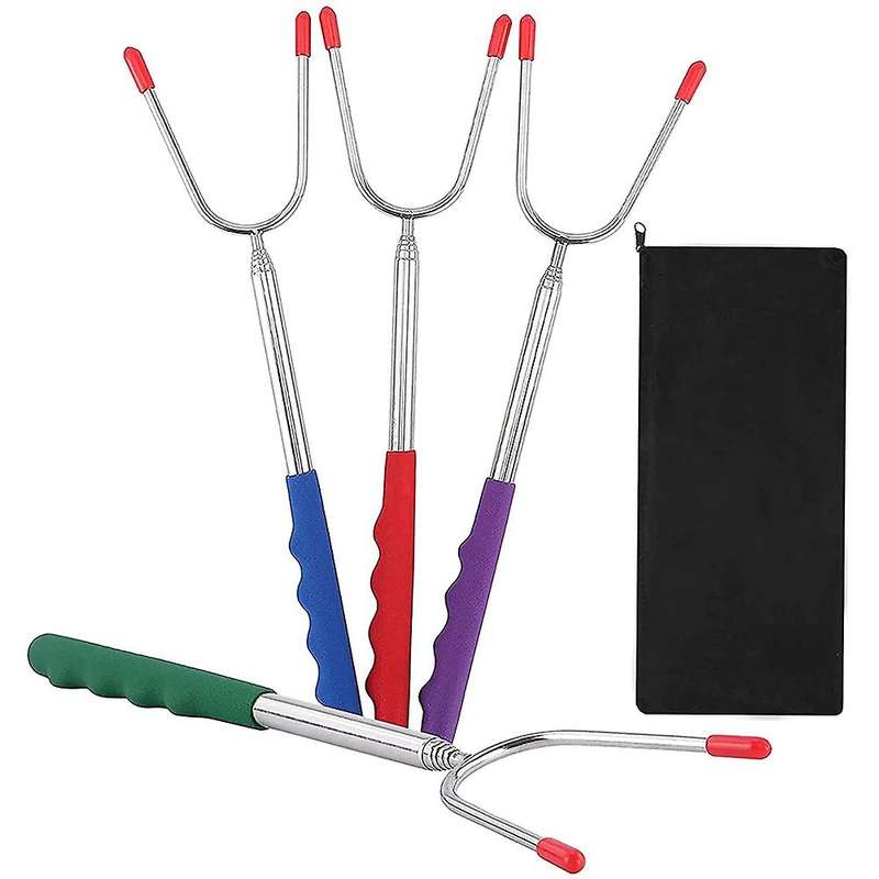 Marshmallow Roasting Sticks, Set Of 4 Extendable Telescopic Stainless Steel Smores Sticks Skewers F